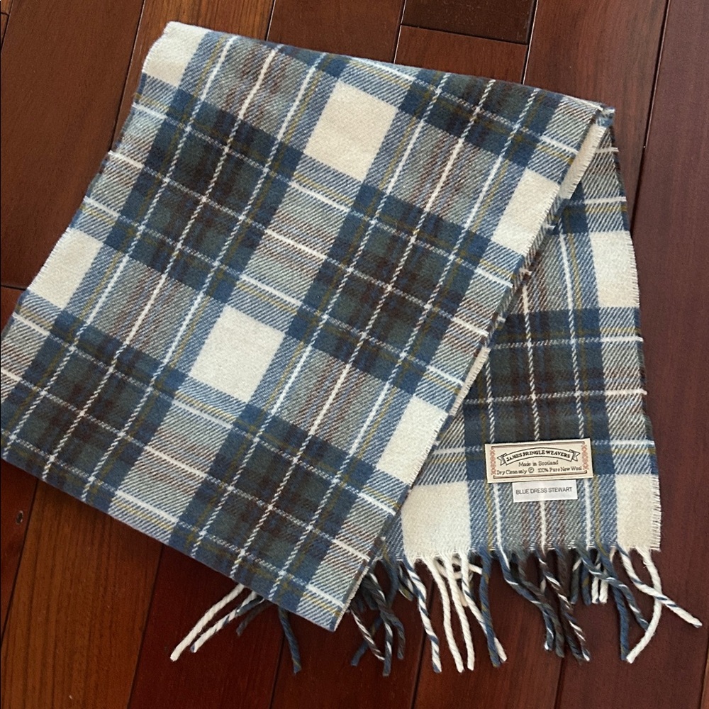 New James Pringle Weavers Made in Scotland Plaid 100% Wool Scarf